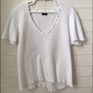 Brandy Melvile white ruffled shirt